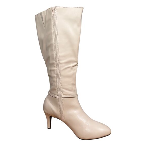 Karen Scott Womens Hanna Faux Leather Knee-High Boots | White | 8M Wide Calf - Picture 3 of 9